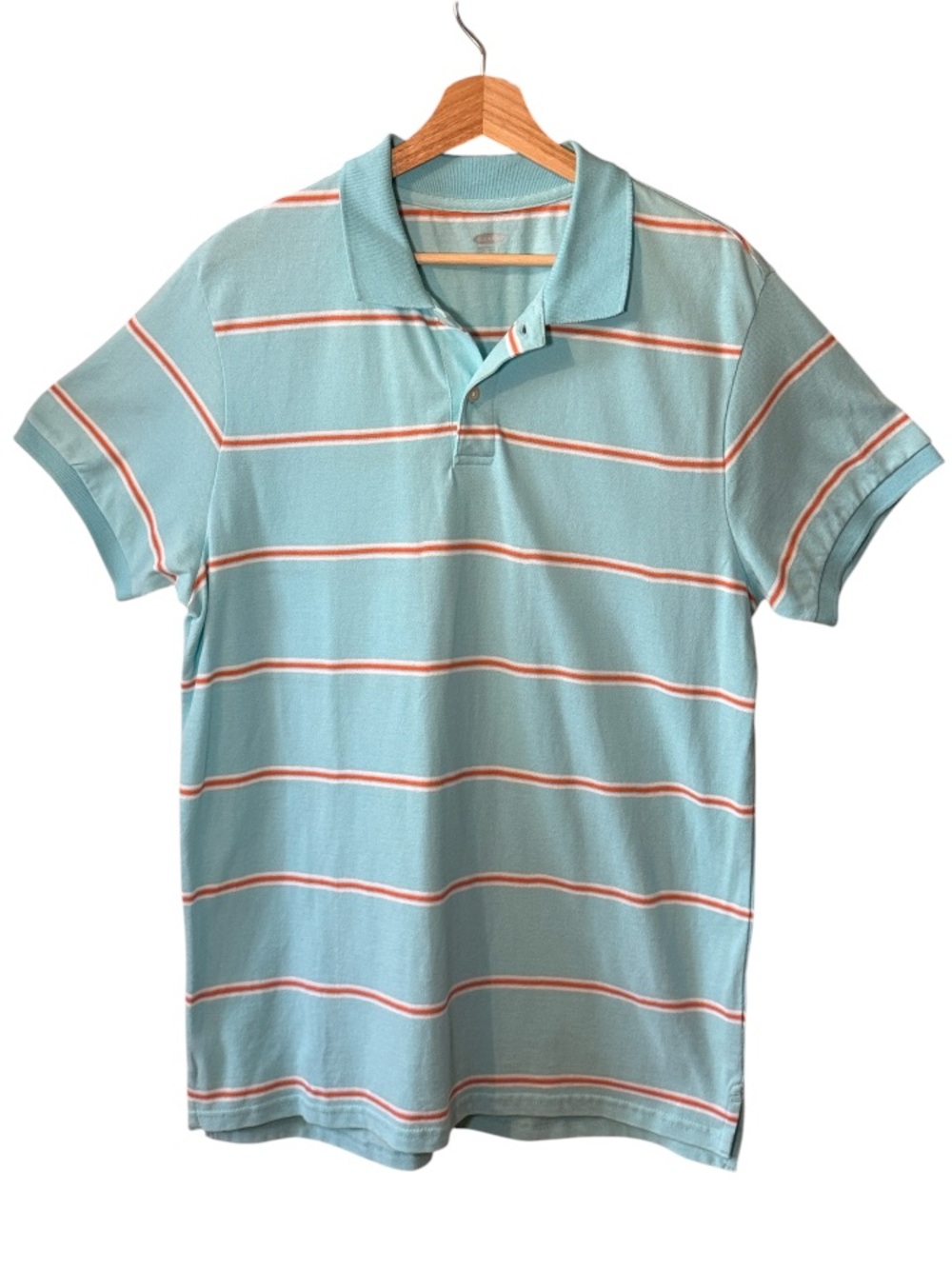 2/$25 Old Navy Light Blue Striped Cotton Polo Shirt Size Large